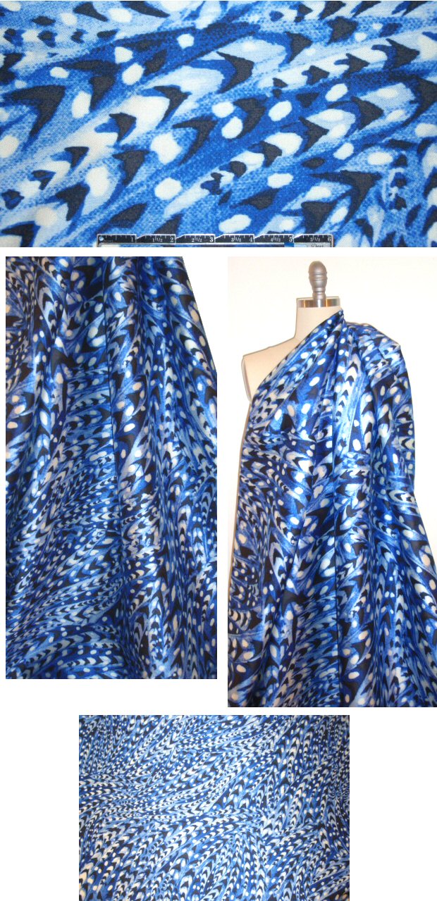 0scar blue feather abstract silk/wool twill