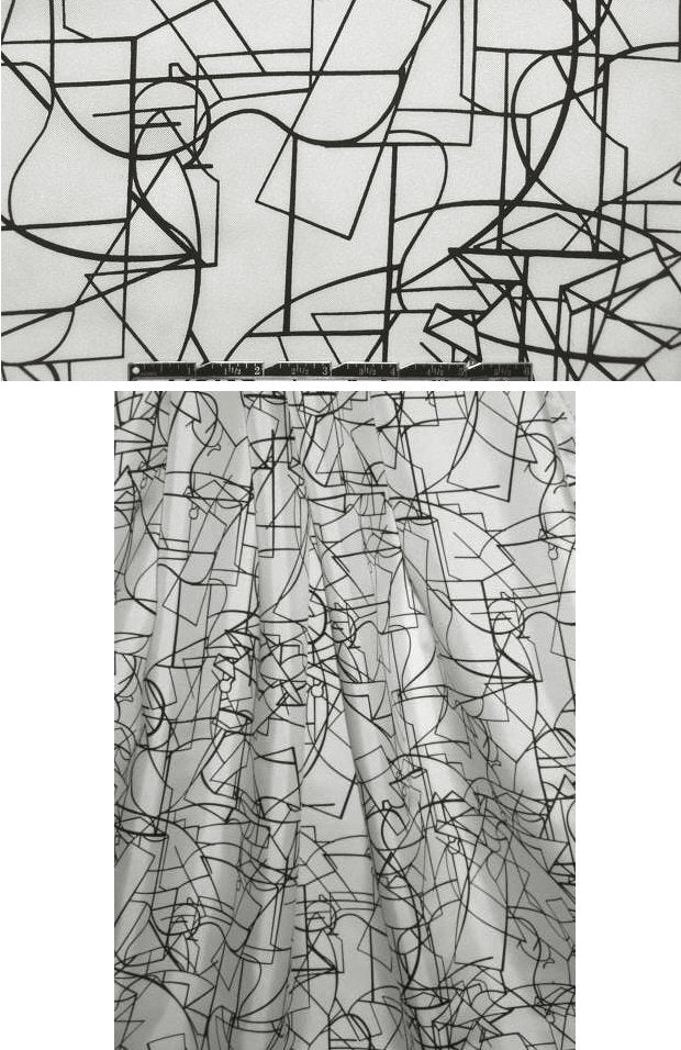 0scar black/white scribble abstract print silk twill