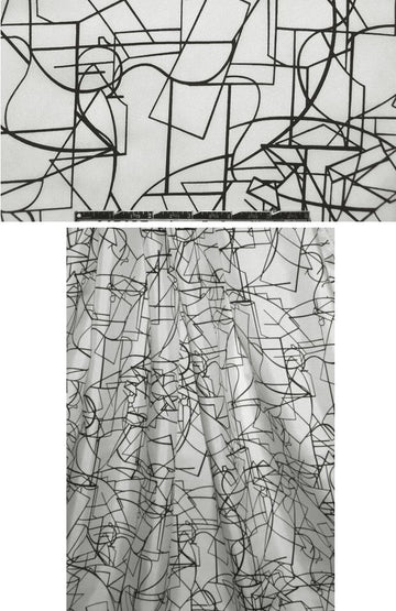 0scar black/white scribble abstract print silk twill