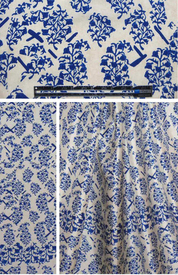 0scar chinese porcelain print silk twill .75 yds