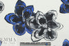 Mi11y blue/black stylized flowers cotton faille