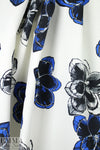 Mi11y blue/black stylized flowers cotton faille