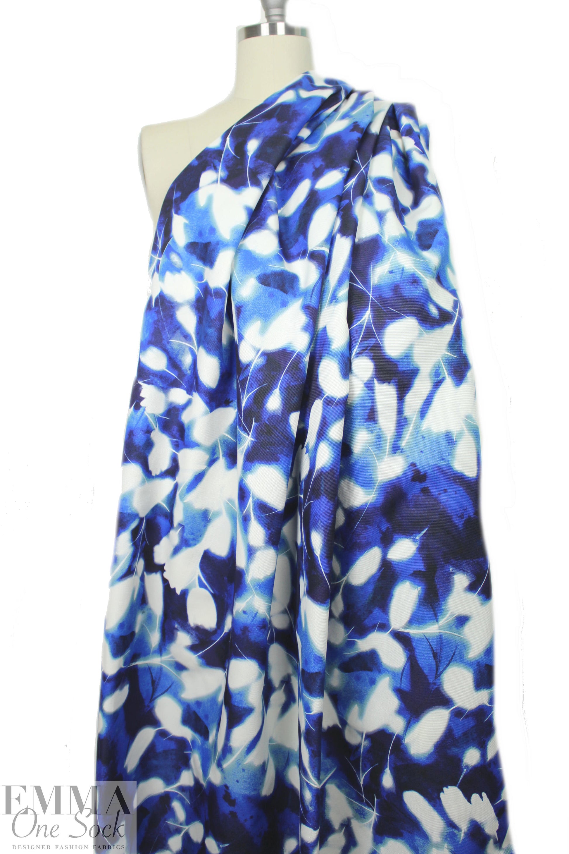 Mi11y shades of blue petal abstract cotton/visc. faille 2 yd