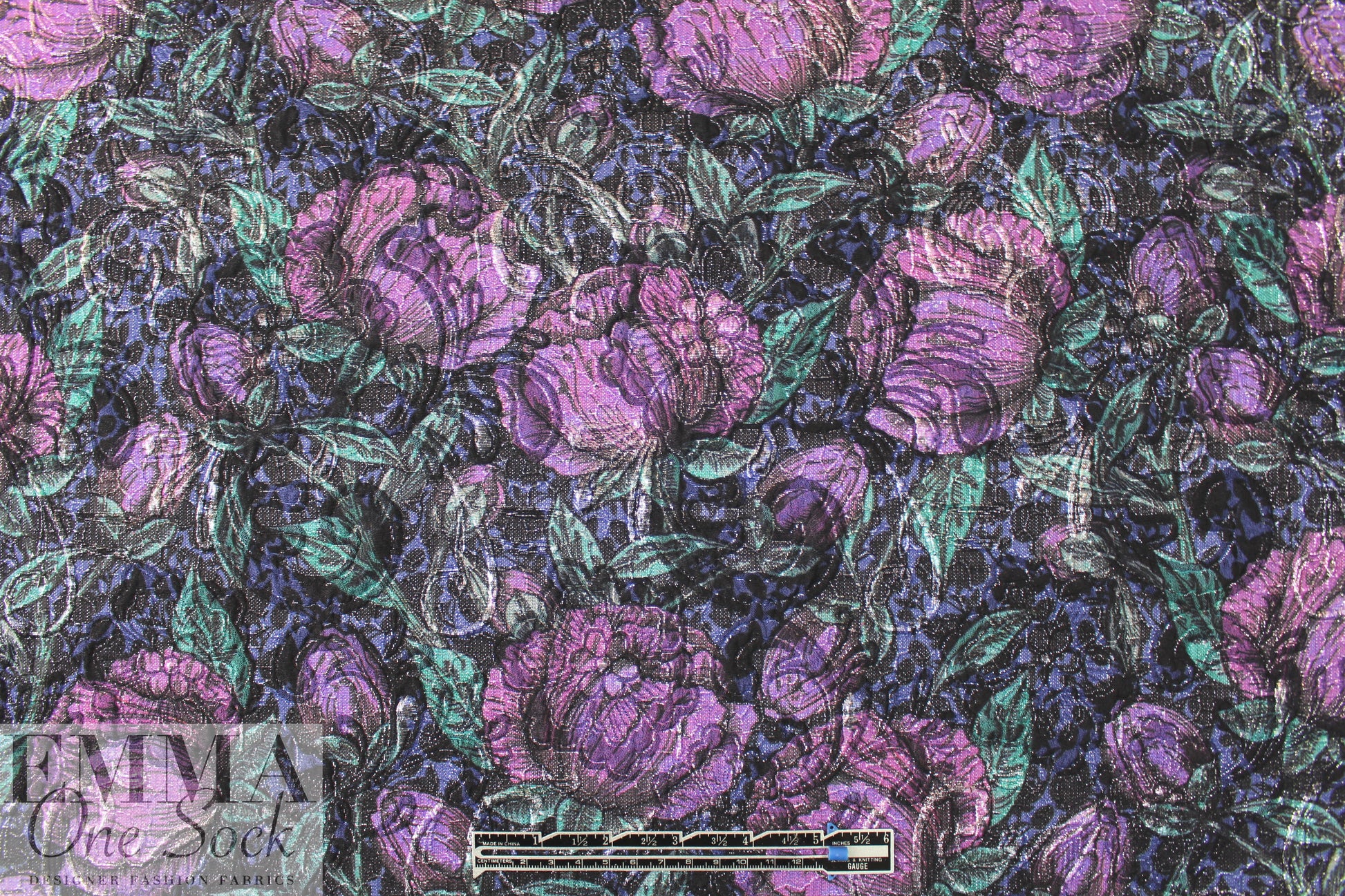 French floral over-printed stretch brocade
