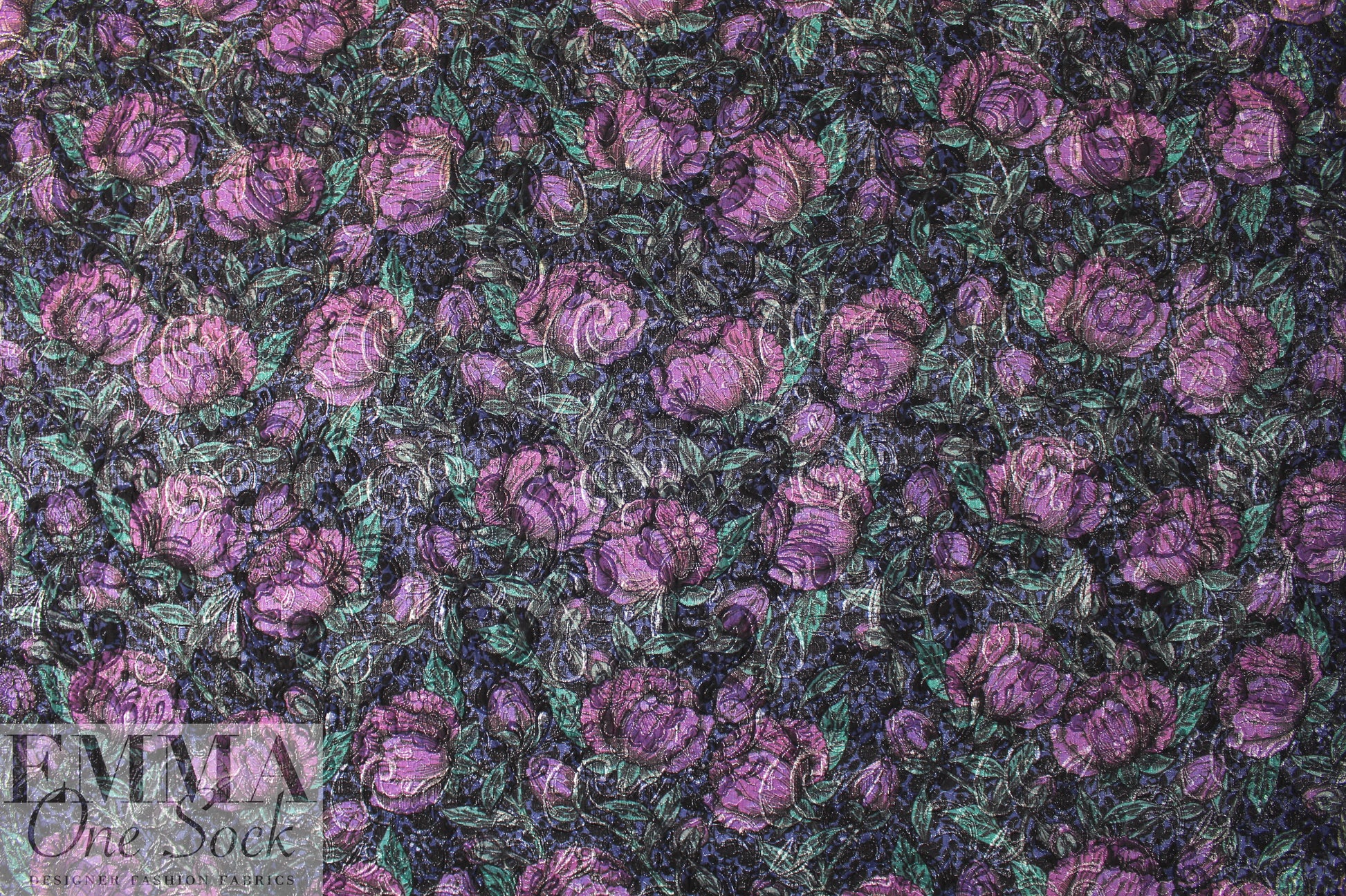 French floral over-printed stretch brocade
