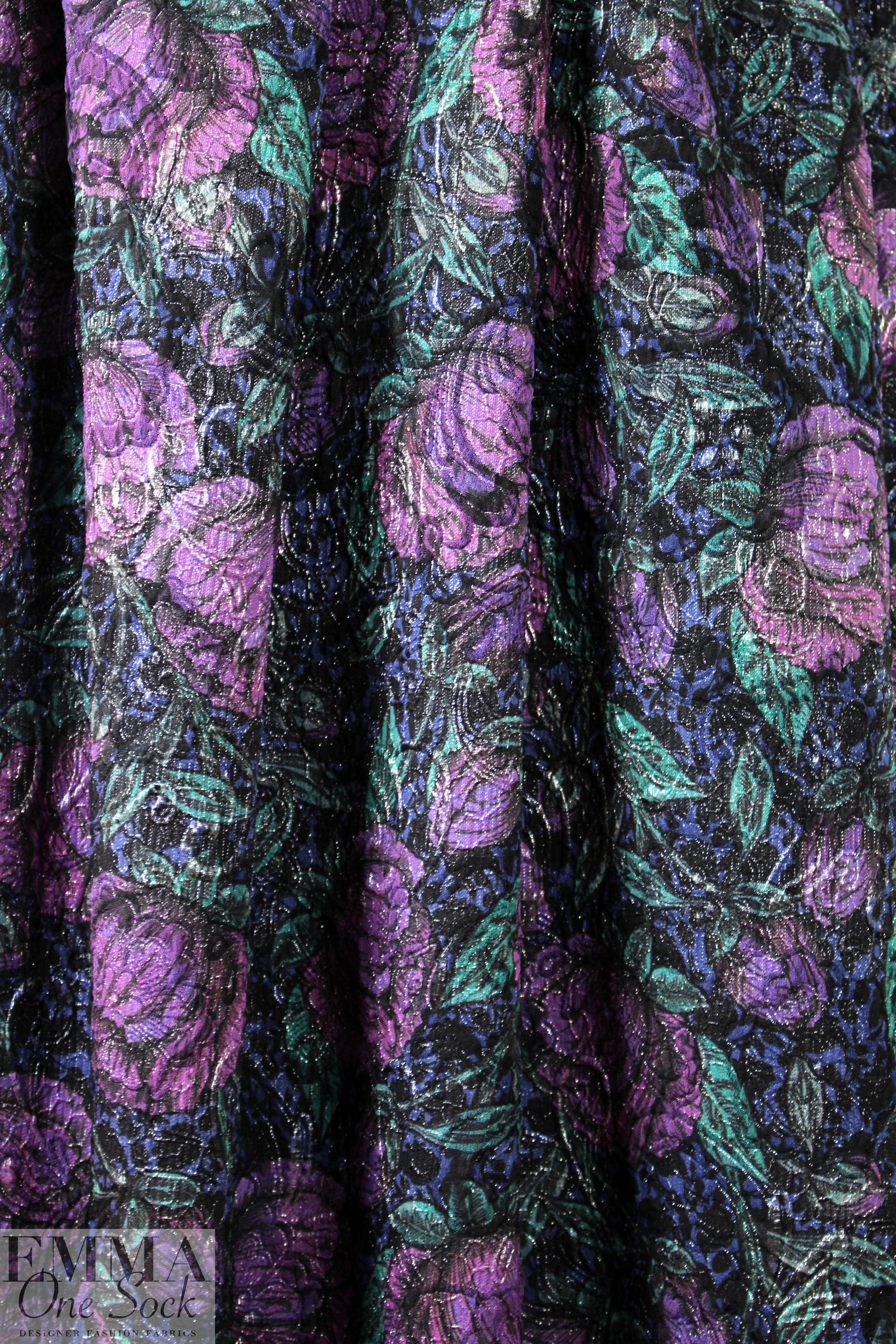 French floral over-printed stretch brocade