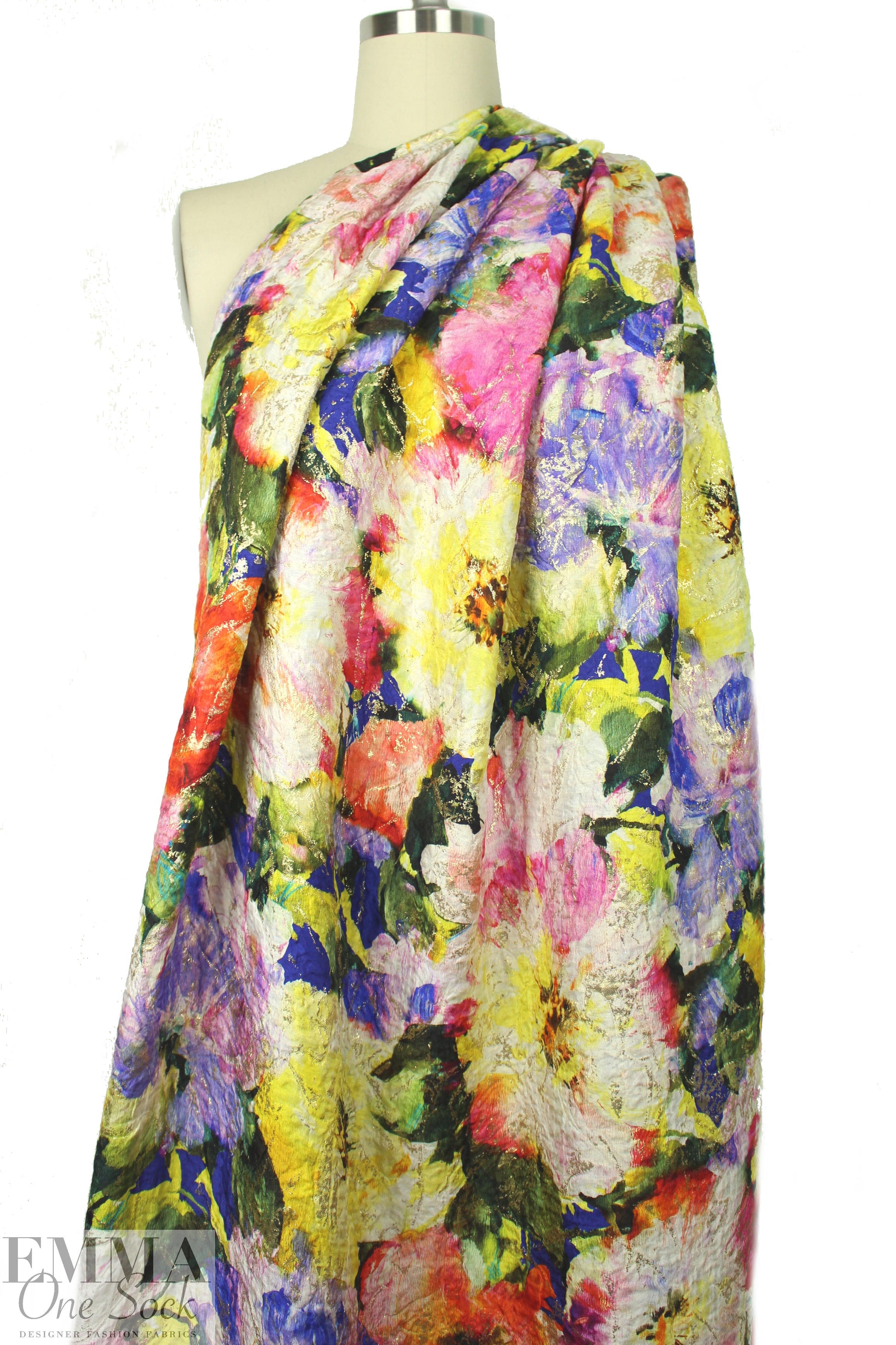 Monique Lhui11er silk/met overprinted floral cloque'