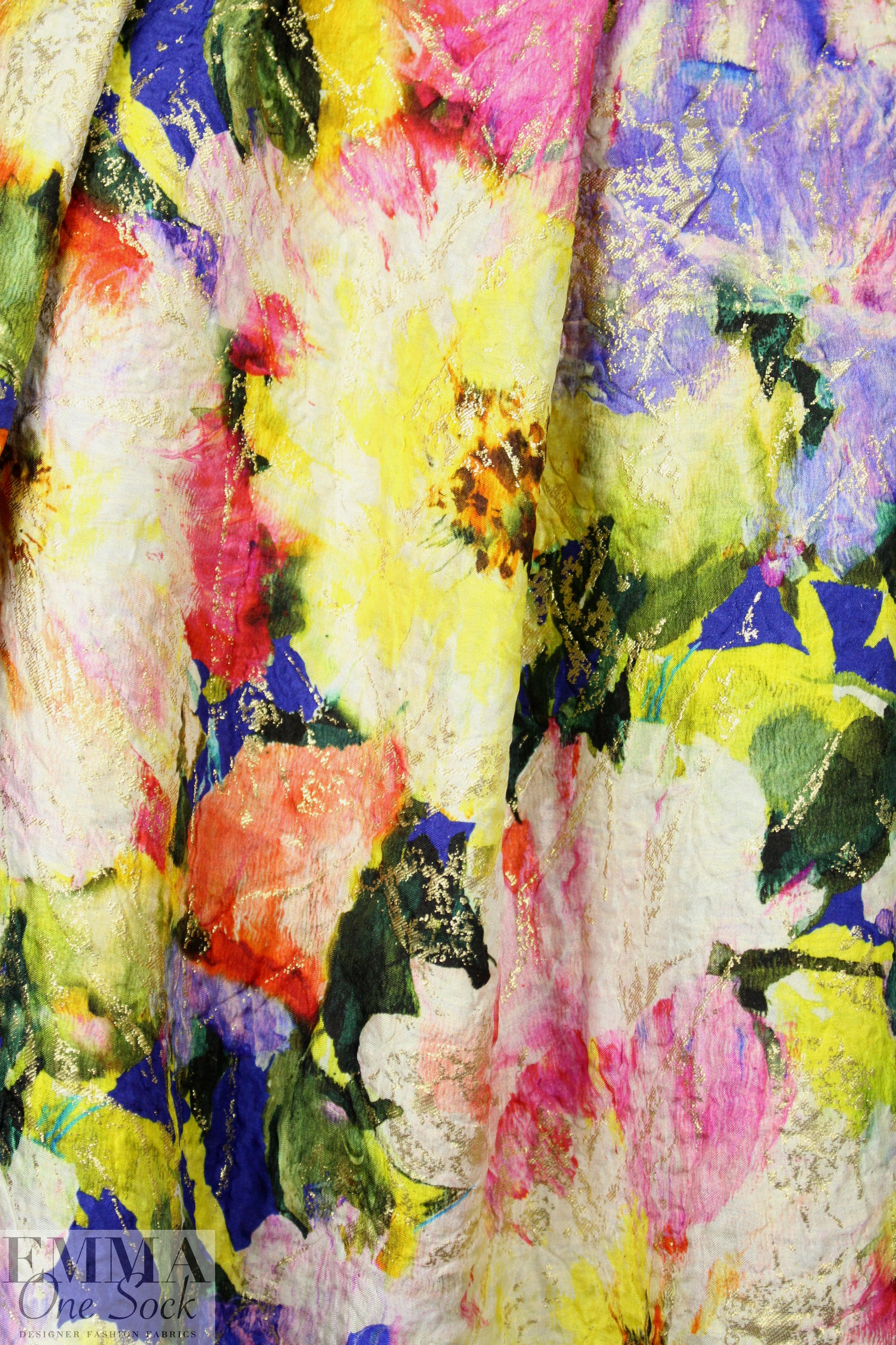 Monique Lhui11er silk/met overprinted floral cloque'