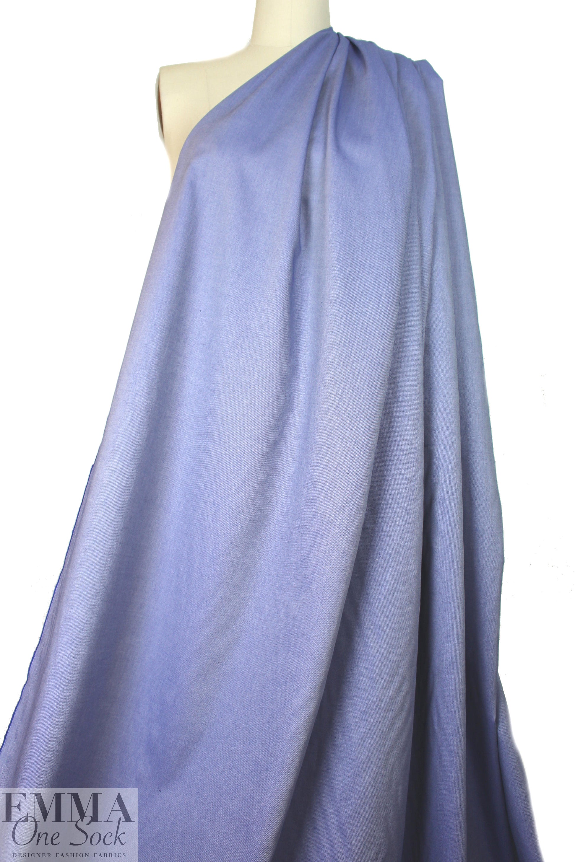 NY designer oxford cloth cotton shirting - chambray blue .66 yds