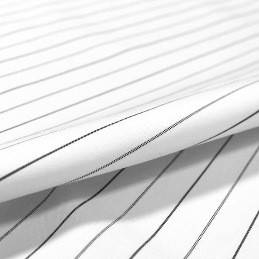 Italian vertical stripe cotton oxford cloth - black/white