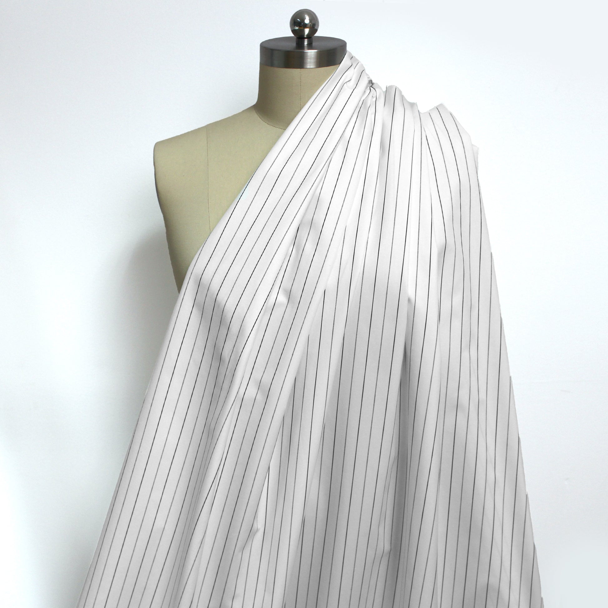 Italian vertical stripe cotton oxford cloth - black/white