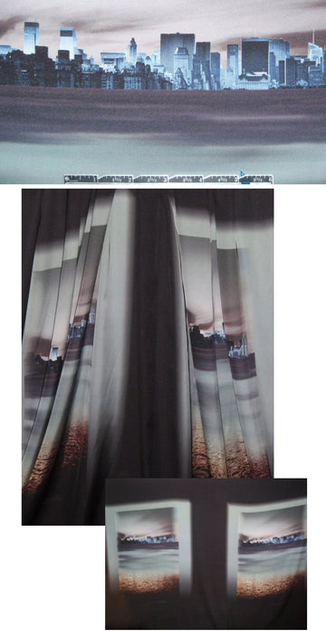 French city skyline digital panel woven 2 panels