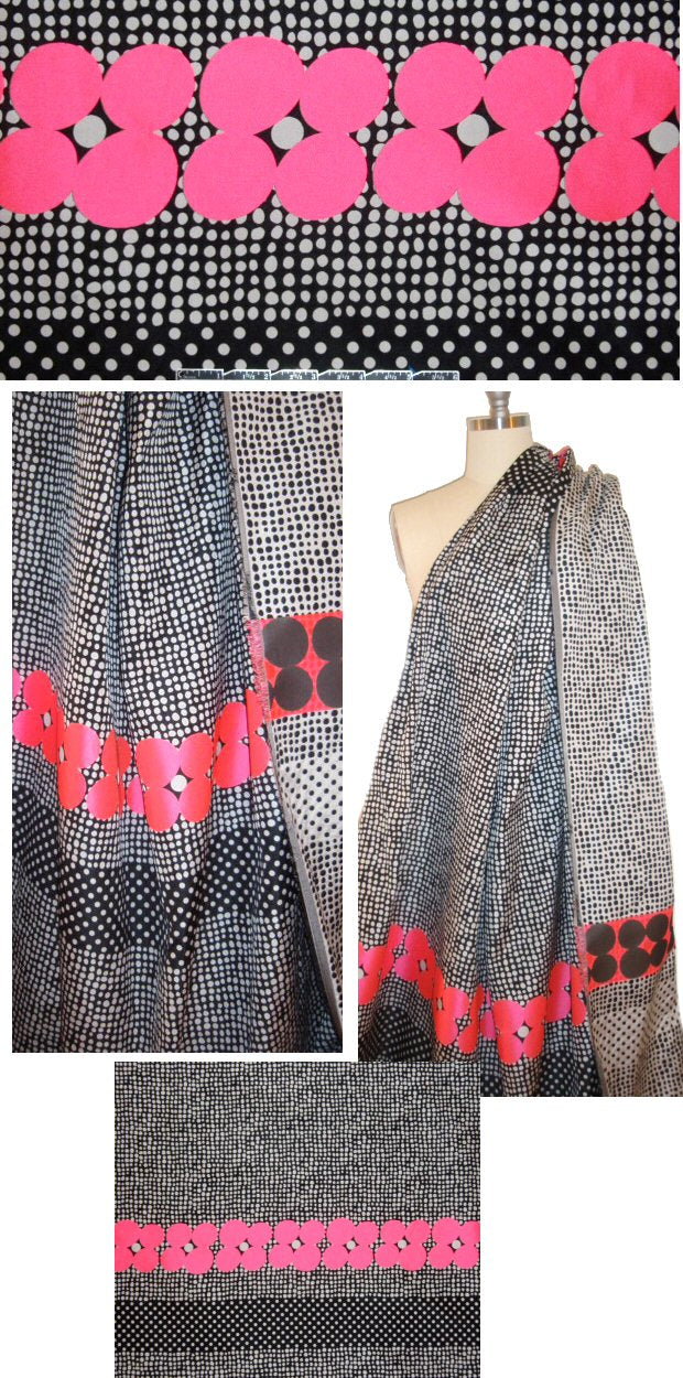 Italian dotty graphic jacquard panel - black/white/pink
