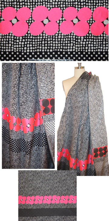Italian dotty graphic jacquard panel - black/white/pink