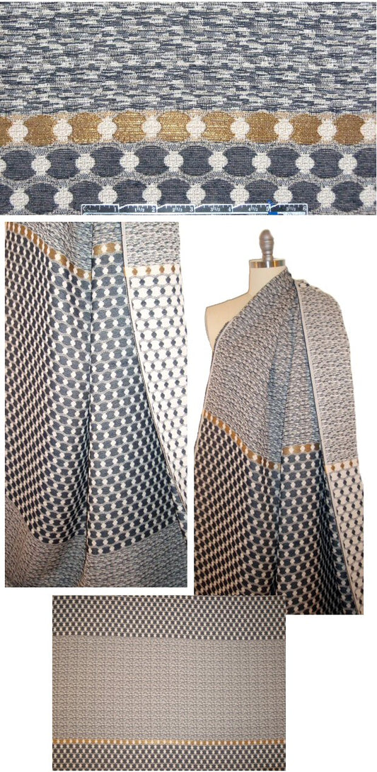 Italian double weave woven panel - black/ecru/gold