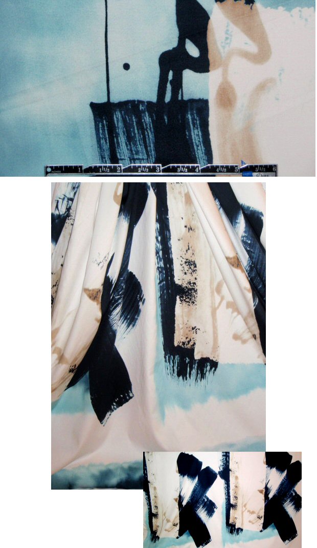 Tahari painterly abstract stretch cotton sateen