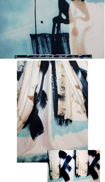 Tahari painterly abstract stretch cotton sateen