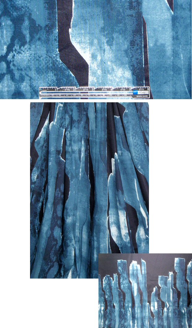 Tahari brushstroke blue/black stretch cotton poplin