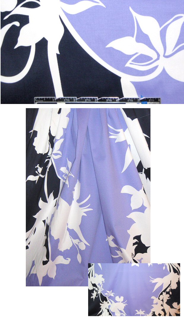 Tahari silhouette floral border stretch cotton sateen .75 yds
