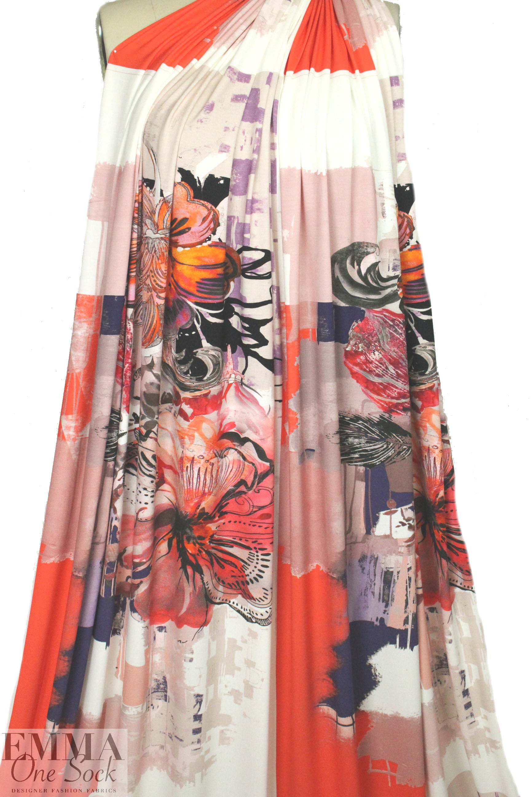 Italian floral motif double panel viscose/spandex knit