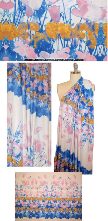 NY designer digital tulip garden panel swimwear
