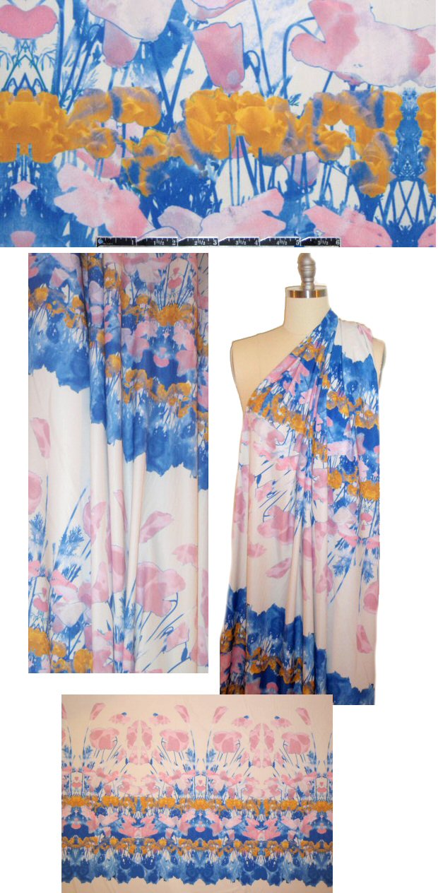 NY designer digital tulip garden panel swimwear 1 Panel, .8 yds