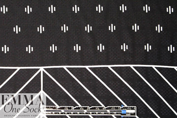 NY designer black/white graphic panel silk jacquard 2 yd