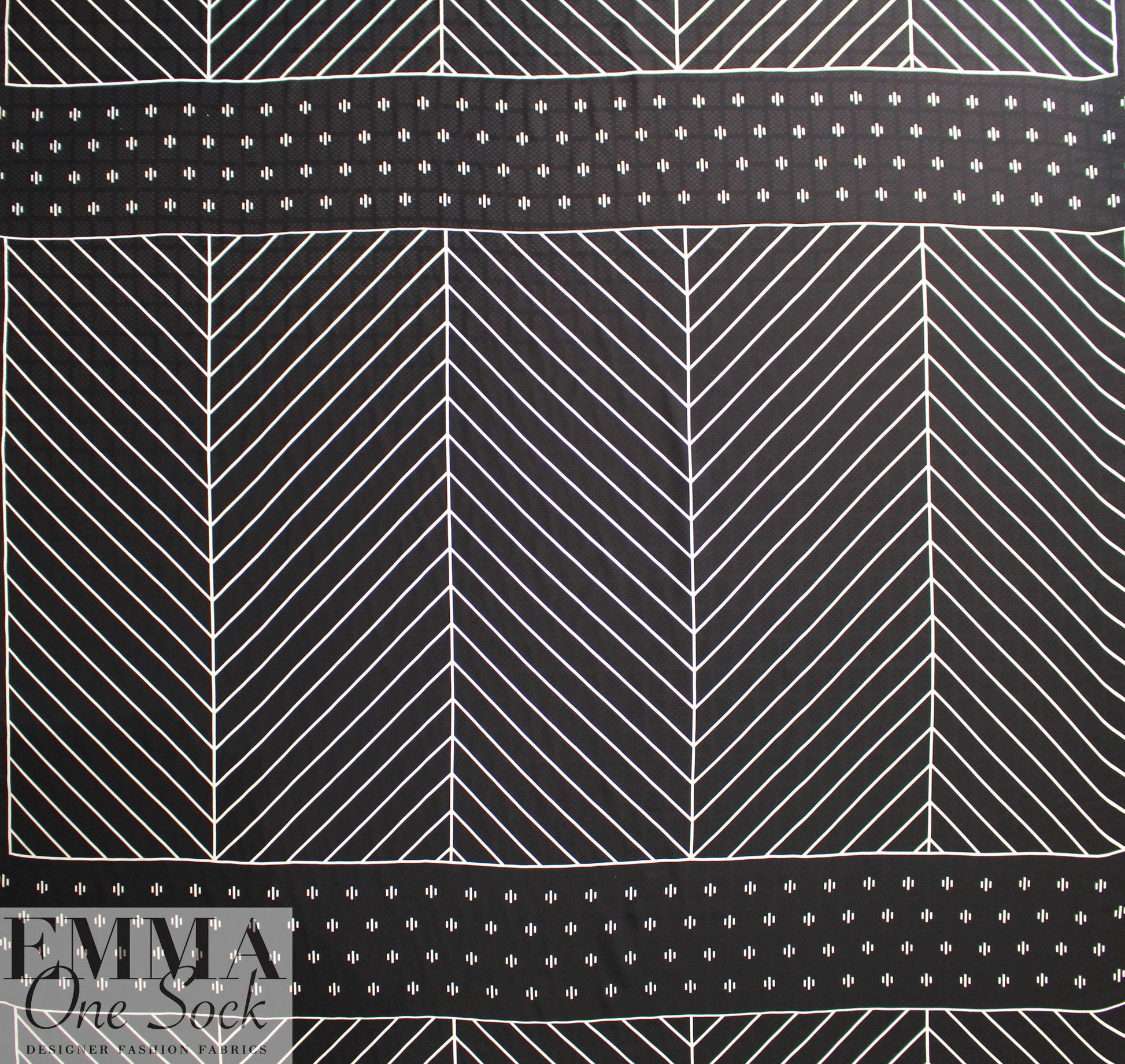 NY designer black/white graphic panel silk jacquard 1.25 yds, One panel and a partial