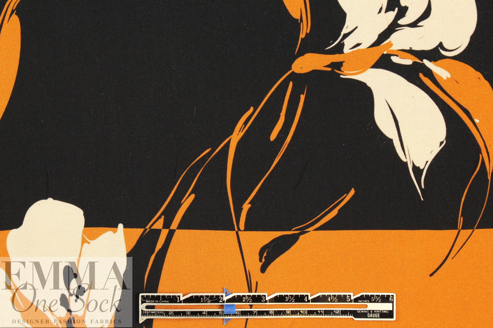 Italian viscose woven panel - orange spice floral