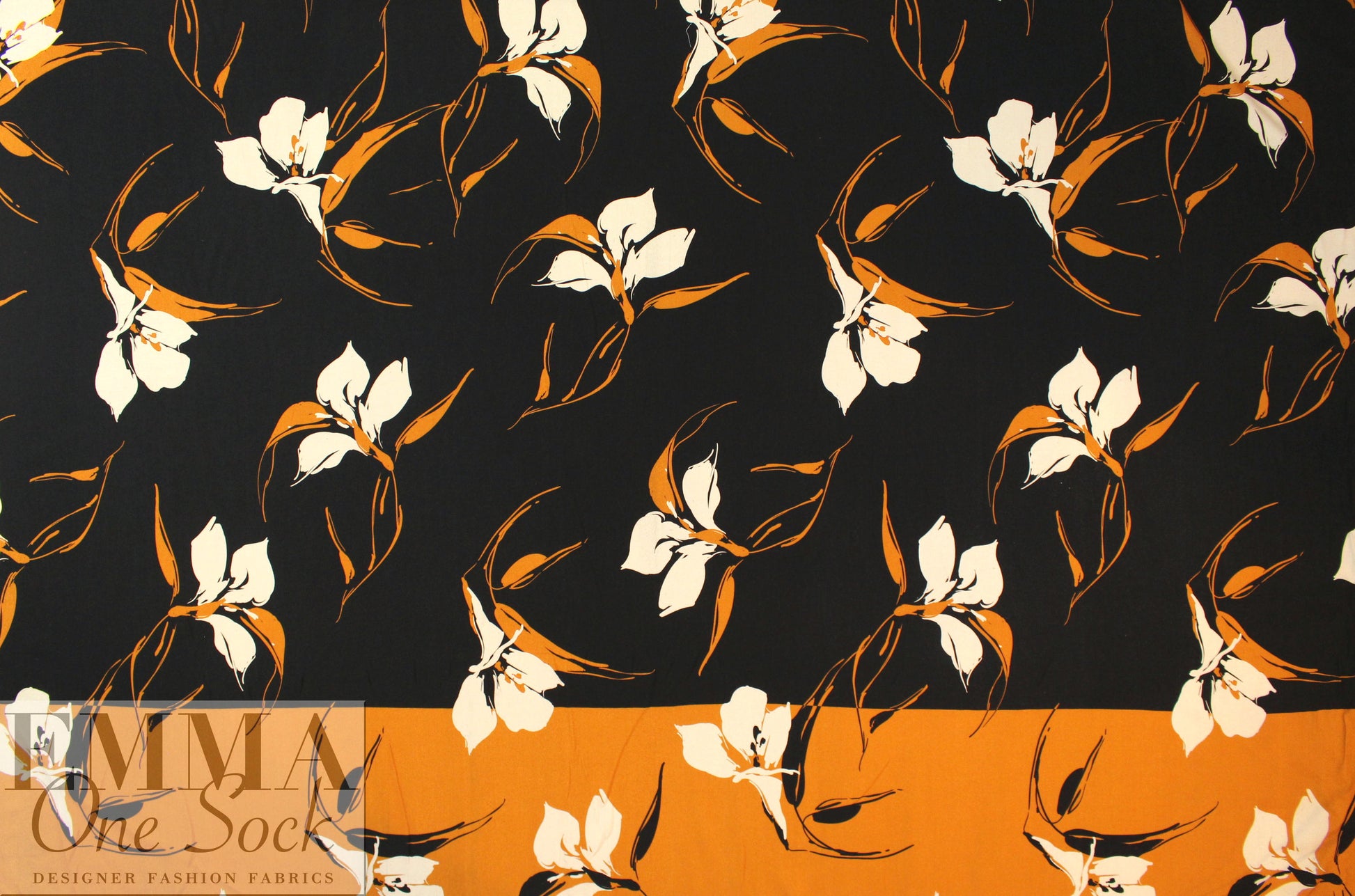 Italian viscose woven panel - orange spice floral
