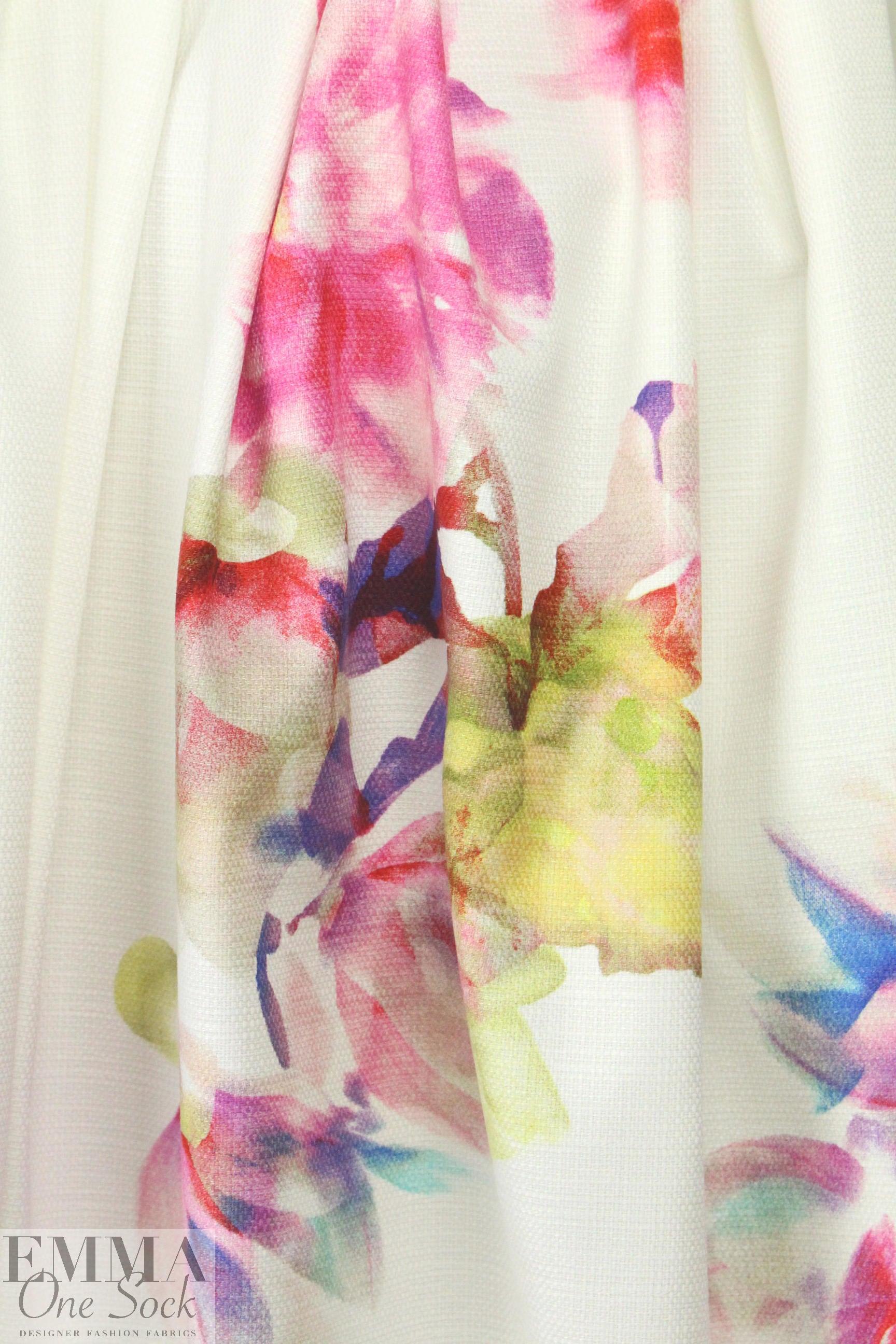 Chane1 painterly floral double motif cotton panel