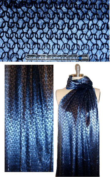 French metallic loop graphic silk/rayon velvet - sapphire