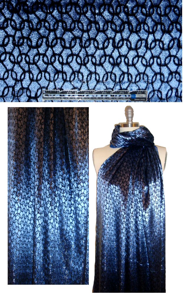 French metallic loop graphic silk/rayon velvet - sapphire 1.75 yd