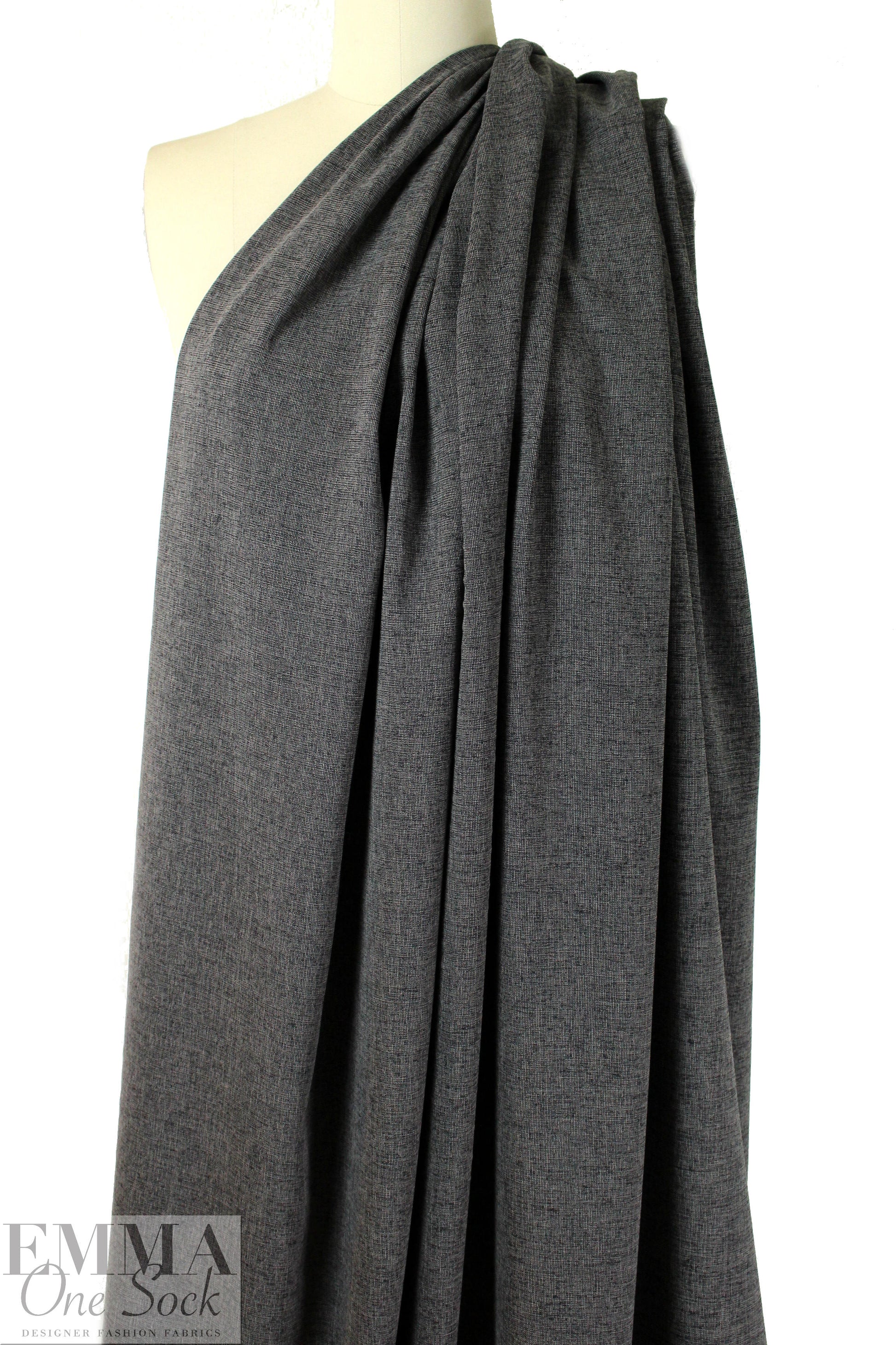 Italian poly/spandex black/gray tweedy stretch woven
