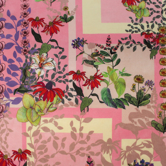 voile, viscose semi-opaque woven 'garden patch'