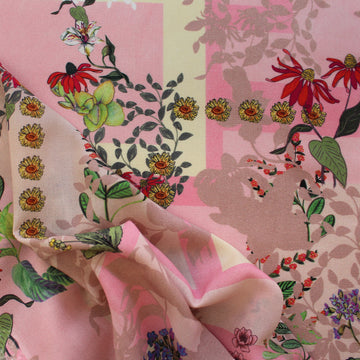 voile, viscose semi-opaque woven 'garden patch'
