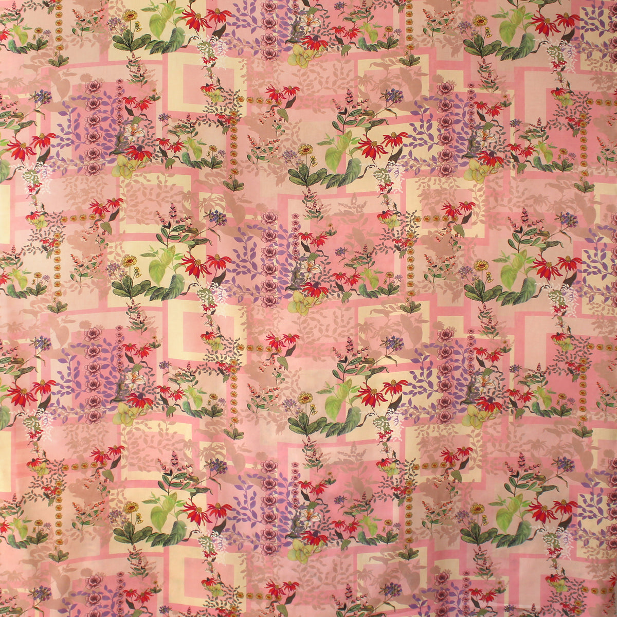 voile, viscose semi-opaque woven 'garden patch'
