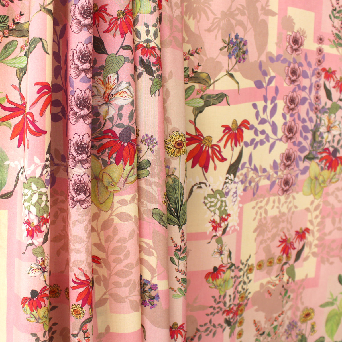 voile, viscose semi-opaque woven 'garden patch'