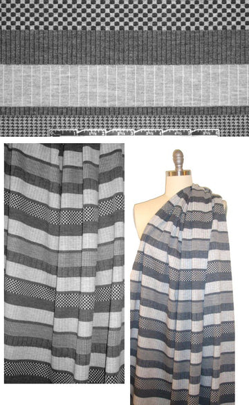 yarn-dye patterned stripe knit - houndstooth/check/stripe 1.66 yd