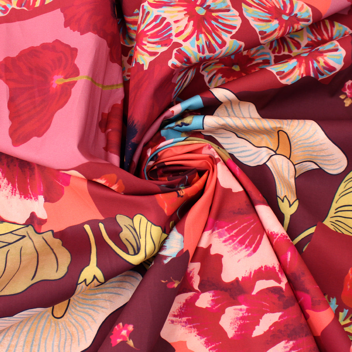 poplin, stretch cotton woven 'mesa flower'