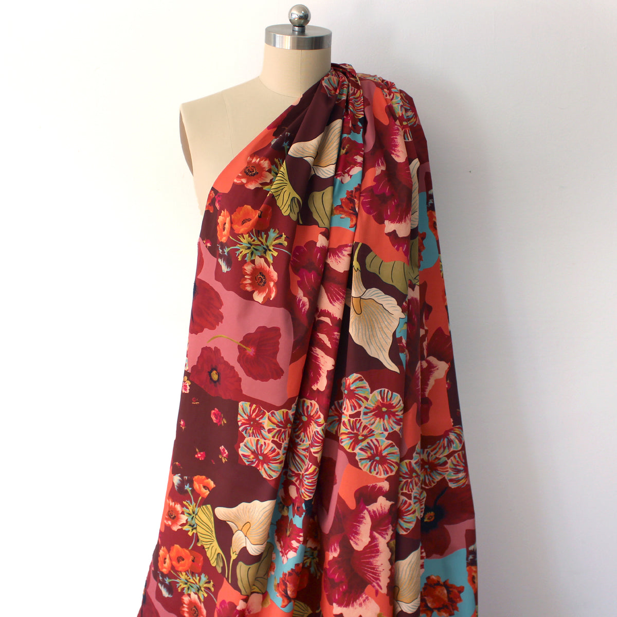 poplin, stretch cotton woven 'mesa flower'