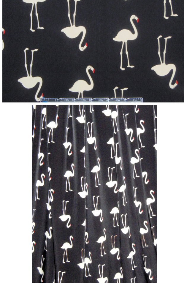 flamingo poly crepe de chine - black/almond 1.375 yds