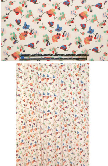 floral poly crepe de chine - butter/cobalt/spearmint