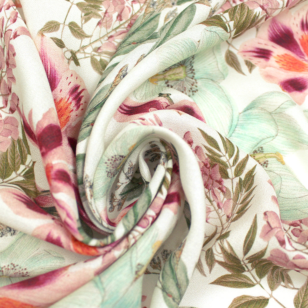 Italian 'graceful garden' viscose pebble crepe woven 1.75 yds