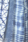 'batiky border' drapey pebble crepe woven - denimy blue
