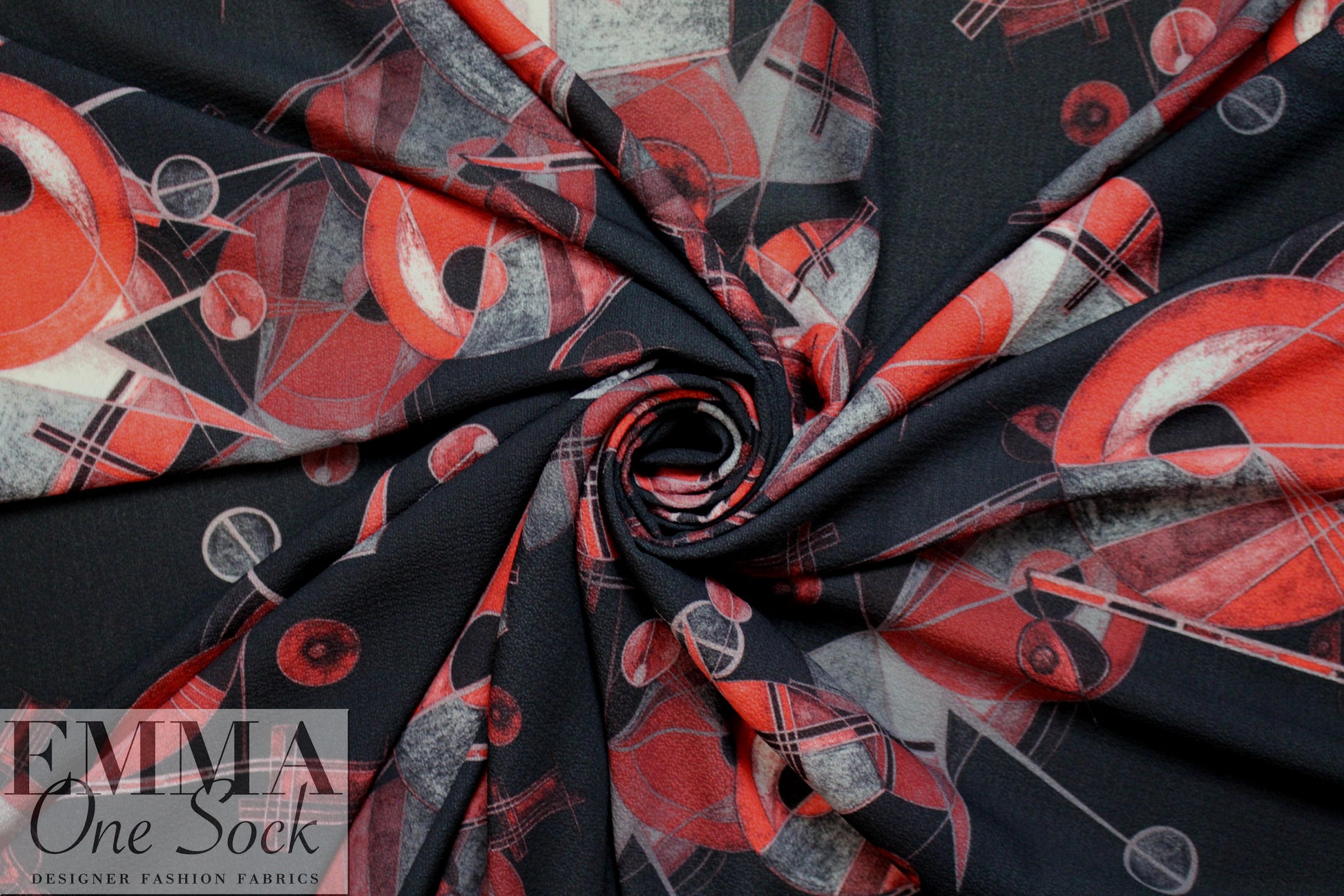 'Kandinsky revisited' drapey pebble crepe woven - red 1 yard