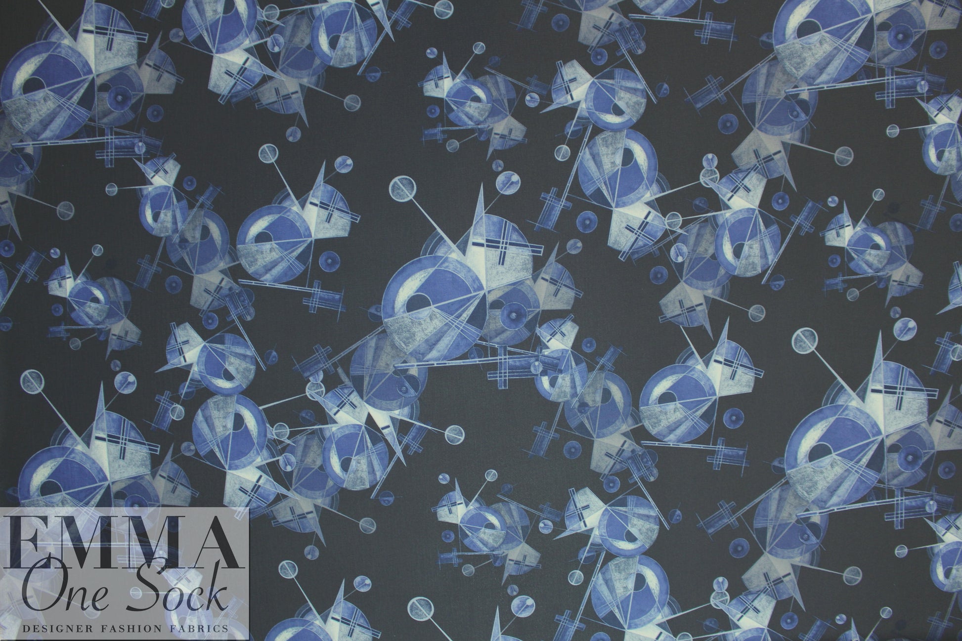 'Kandinsky revisited' drapey pebble crepe woven - denim 1.875 yds