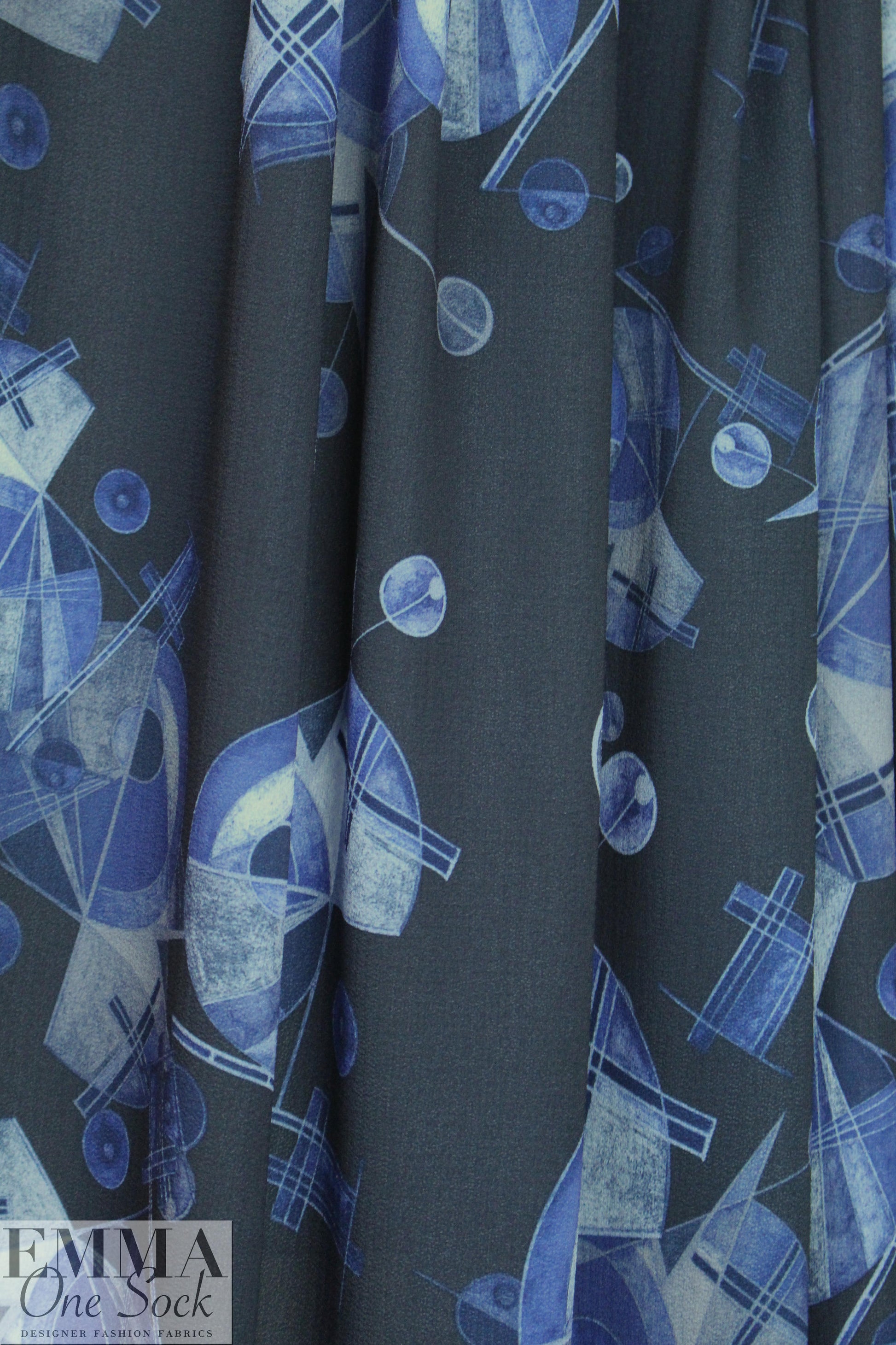 'Kandinsky revisited' drapey pebble crepe woven - denim