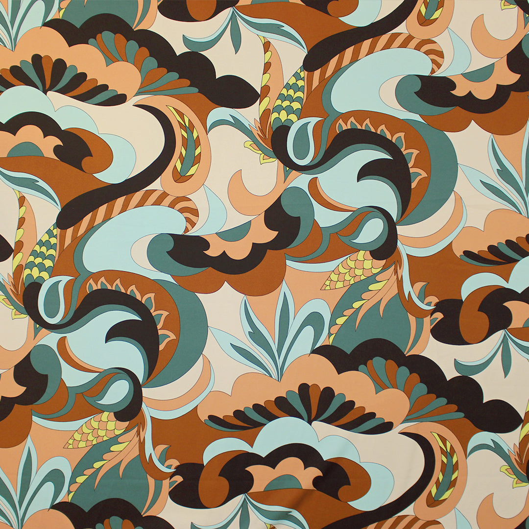 French 'Pucc!-esque landscape' pebble crepe woven 1.25 yds