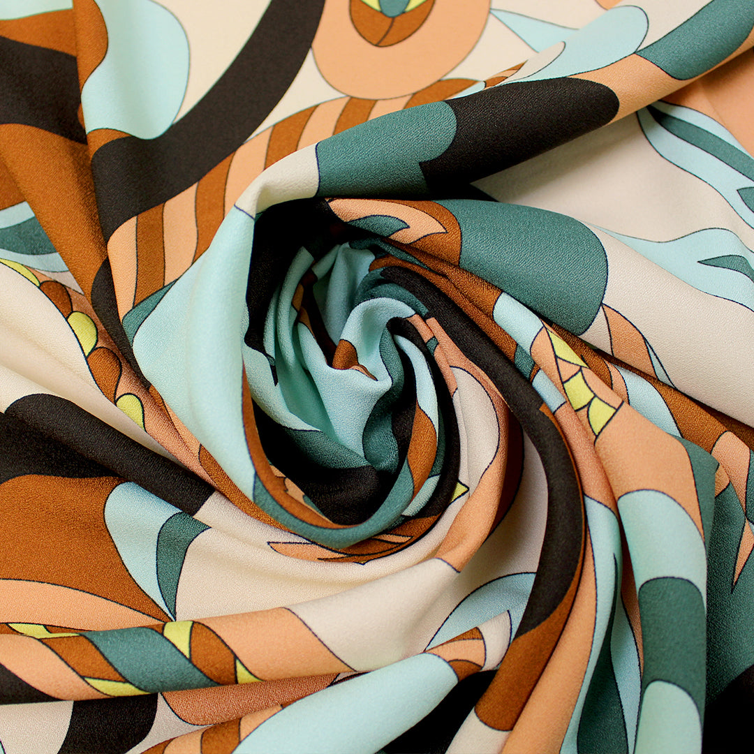 French 'Pucc!-esque landscape' pebble crepe woven 1.25 yds